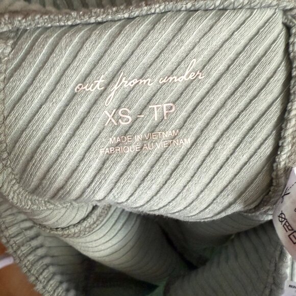 Out From Under XS Ribbed Flare Pants Sage Green Polyester/Viscose Blend Lightwei - Picture 5 of 6